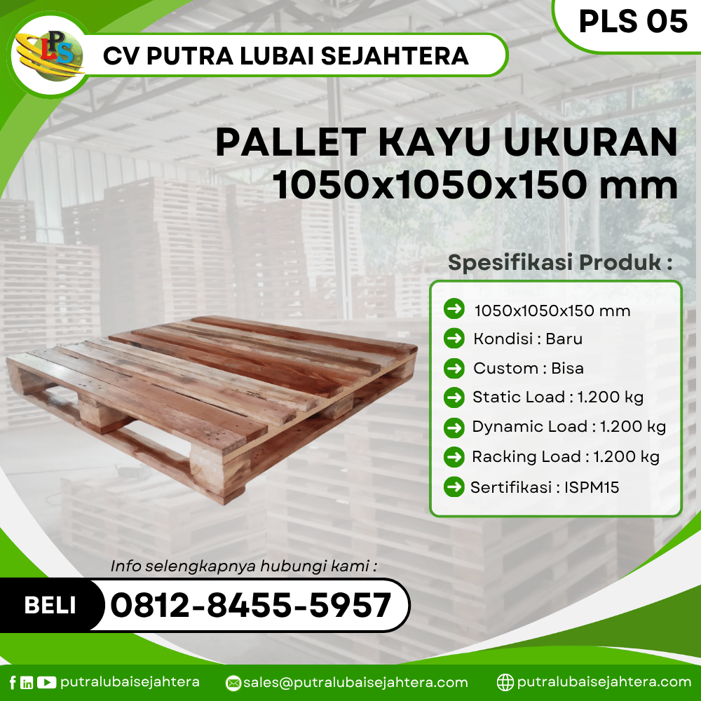 Pallet Kayu Baru Ukuran 1050x1050x150 MM - PLS05