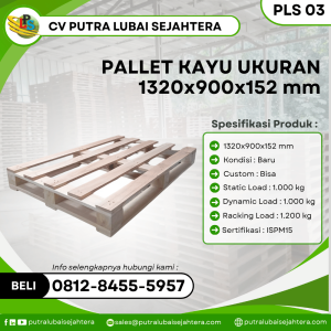 Pallet Kayu Baru Ukuran 1320x900x152 MM - PLS03